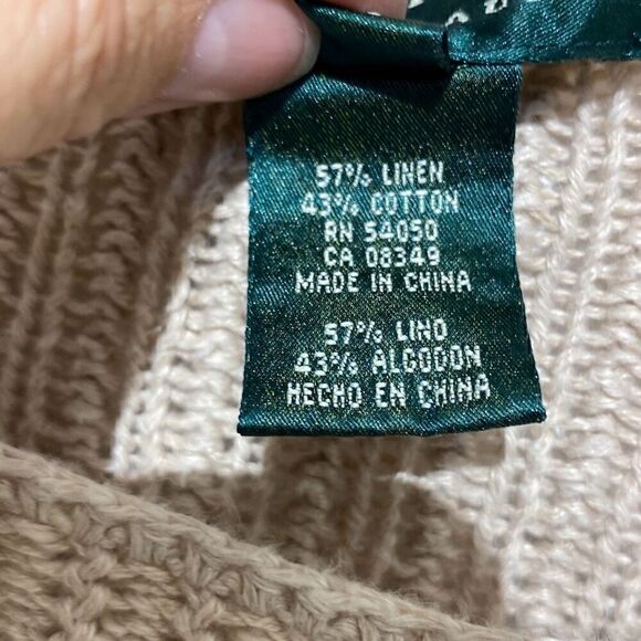 Lauren Ralph Lauren Women's Tan Knitted Pullover Long Sleeve Sweater Large - Picture 8 of 8